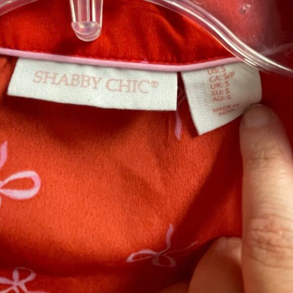 Shabby Chic Red Pink Bow Pajama Set Womens Size Small Feminine Coquette Girly - Picture 2 of 3
